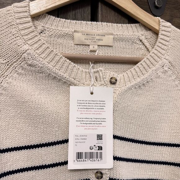 NWT Sezane Leontine Jumper Striped Button Front Sweater Small - Picture 8 of 10